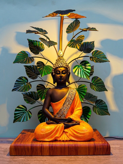 

StatueStudio Orange & Green Buddha LED Polyresin Showpieces