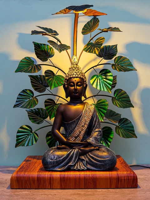 

StatueStudio Buddha Showpieces With Green Leaves, Grey