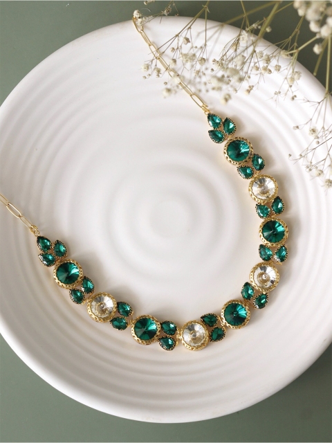 

CURIO COTTAGE Gold-Toned & Green Gold-Plated Mirror Necklace