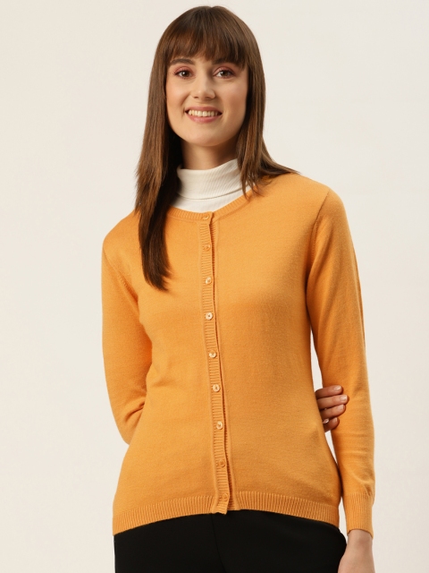 

Monte Carlo Women Mustard Yellow Solid Cardigan