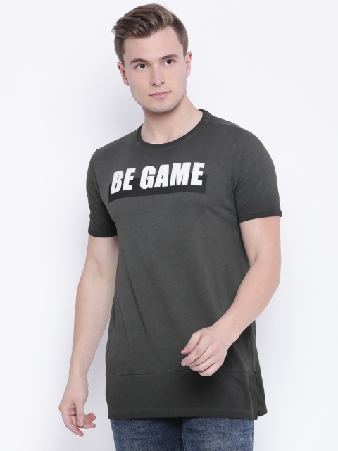 

SF JEANS by Pantaloons Men Charcoal Grey Printed Round Neck T-shirt