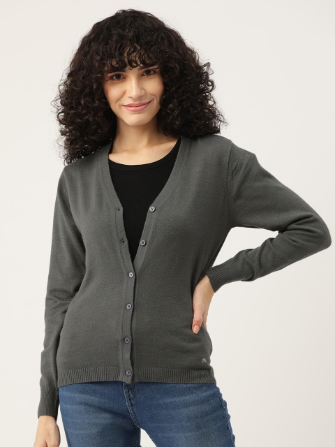 

Monte Carlo Women Charcoal Black Solid Cardigan