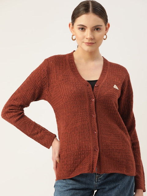 

Monte Carlo Women Rust Brown Open Knit Cardigan