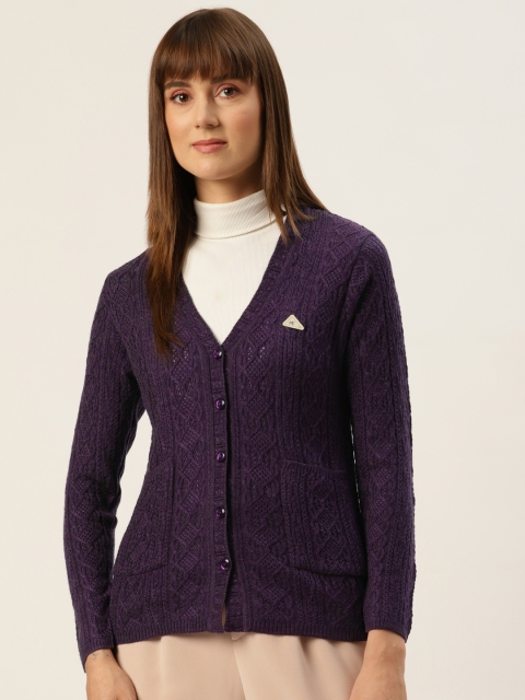 

Monte Carlo Women Purple Cable Knit Cardigan