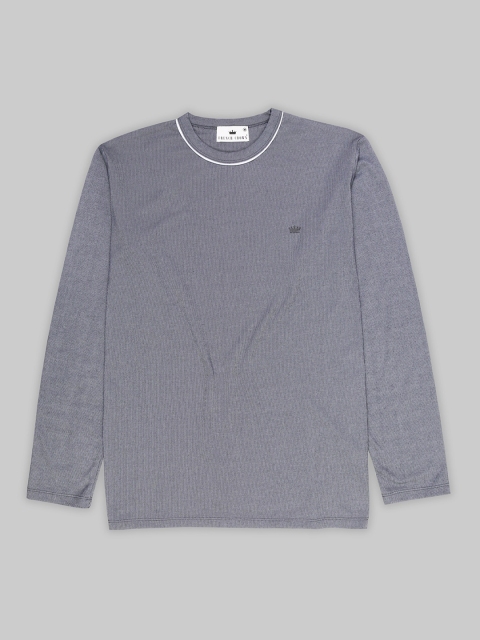 

FRENCH CROWN Men Grey Mandarin Collar Applique T-shirt