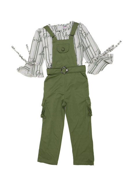

V-Mart Kids Green Printed Shirt With Dungarees
