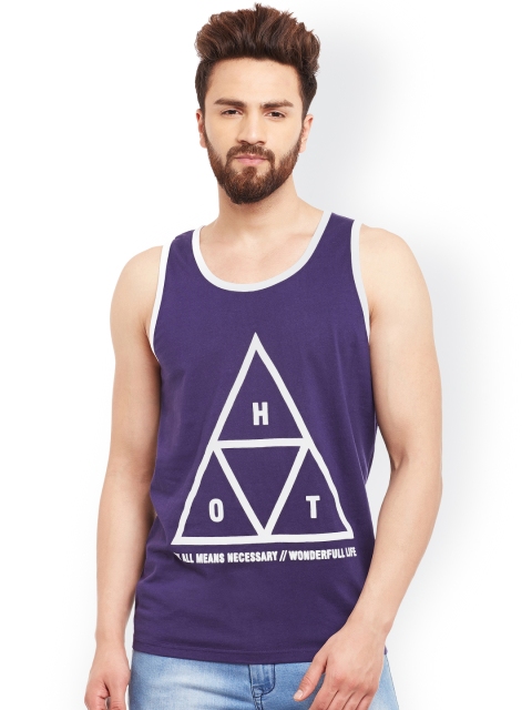 

GRITSTONES Navy Printed Innerwear Vest GSVSTHOTNVYWHT, Navy blue