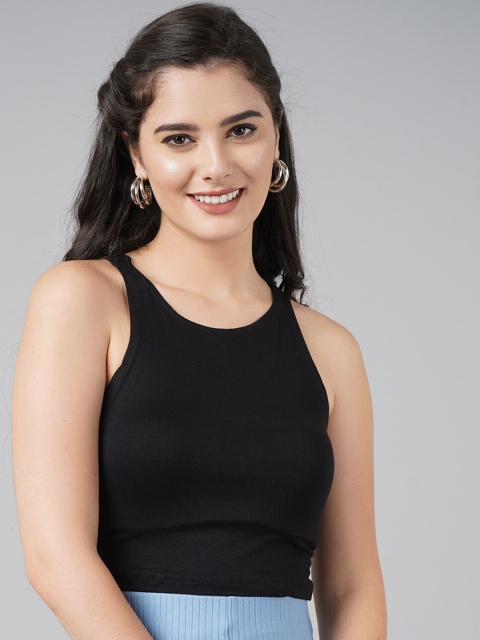 

DressBerry Black Pure Cotton Crop Top