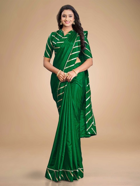 

ZIKARAA Green & Gold-Toned Silk Cotton Saree