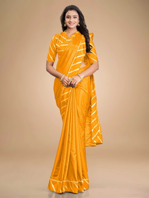 

ZIKARAA Yellow Gotta Patti Silk Cotton Saree