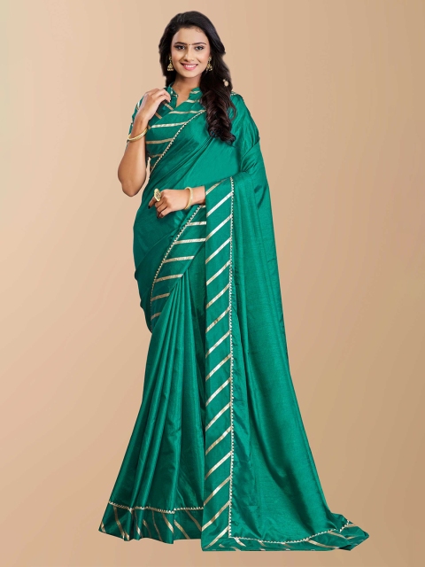 

ZIKARAA Green & Gold-Toned Silk Cotton Saree