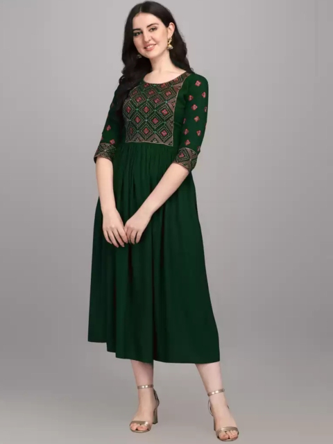 

RUHI FASHION Women Blue Yoke Design Thread Work Anarkali Kurta