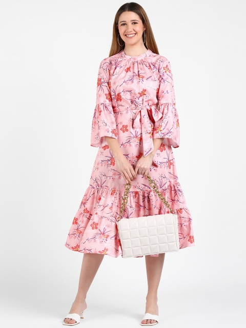 

shashvi Purple Floral Crepe Midi Dress