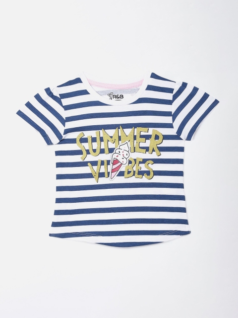 

R&B White & Blue Striped Summer Vibes Printed Top