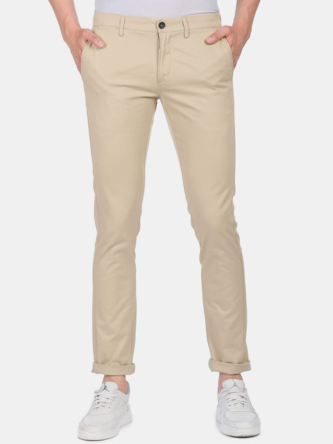 

U S Polo Assn Men Beige Slim Fit Solid Casual Trousers