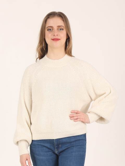

NoBarr Women Cream-Coloured Pullover