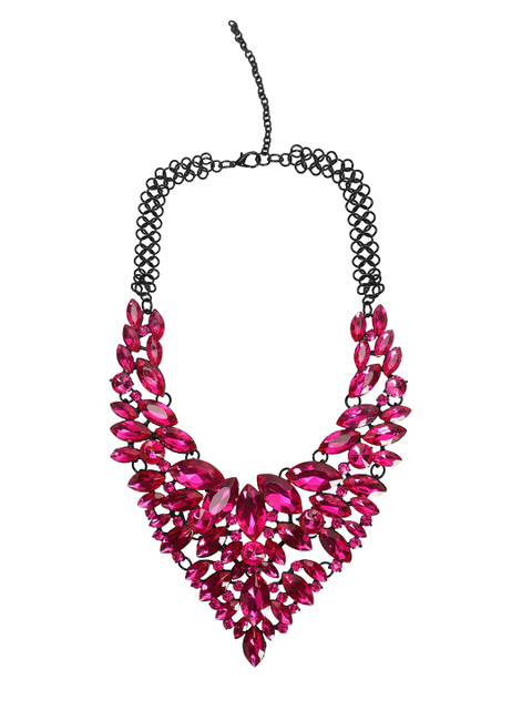 

FemNmas Gold-Toned & Red Gold-Plated Oxidised Necklace