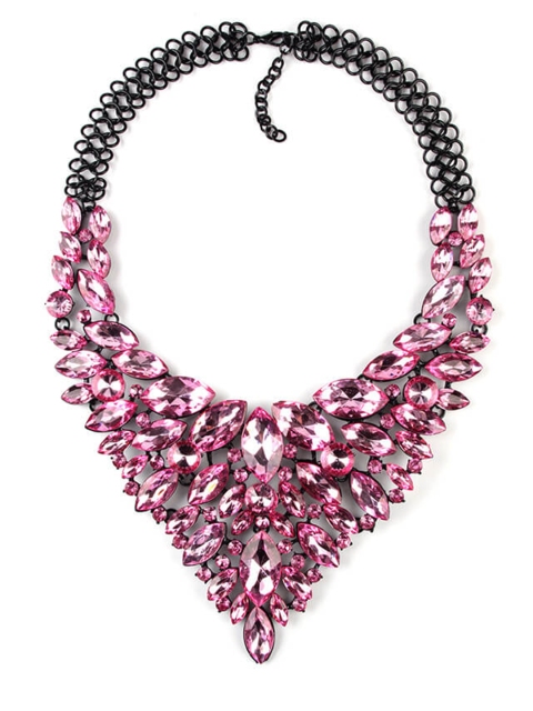 

FemNmas Pink & White Gold-Plated Oxidised Necklace