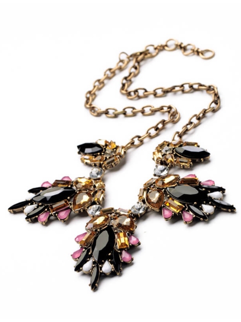 

FemNmas Black & Pink Gold-Plated Choker Necklace