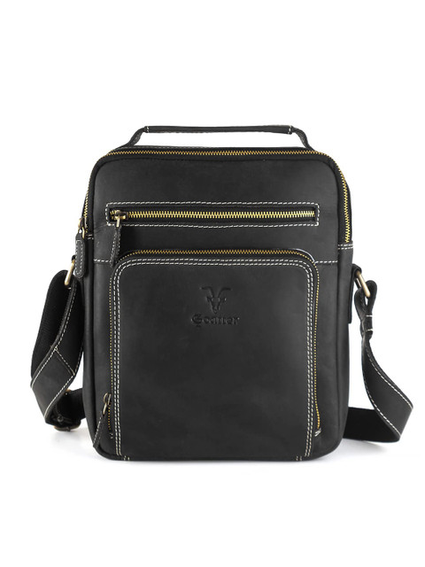

Goatter Men Black Genuine Leather Messenger Bag