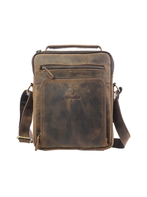 

Goatter Men Coffee Brown Leather Messenger Bag