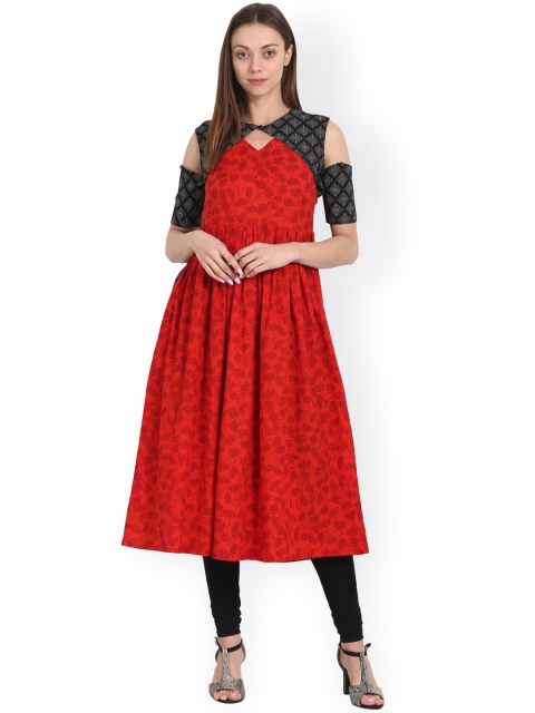 

Nayo Women Red & Black Printed Anarkali Kurta
