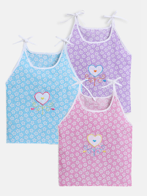 

Hopscotch Kids Multicoloured Floral 3 Printed T-shirt, Blue