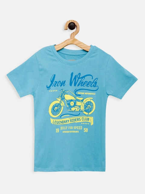 

Hopscotch Boys Blue Biker Printed T-shirt