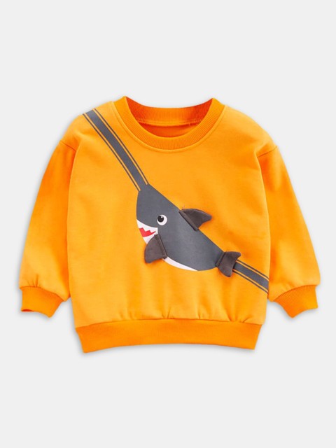 

Hopscotch Boys Orange Colourblocked Sweatshirt
