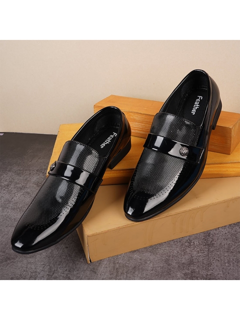 

Style Shoes Men Black Solid Formal Slip-Ons