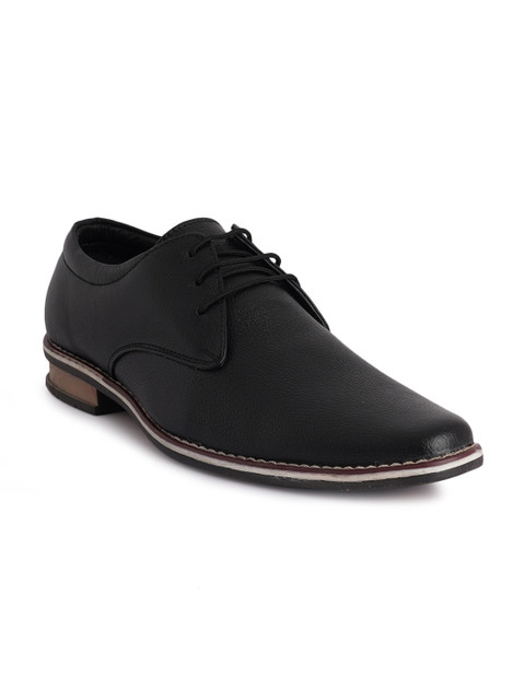 

Style Shoes Men Black Solid Leather Formal Derbys