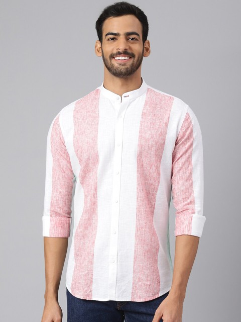 

MR BUTTON Men Red Slim Fit Printed Casual Shirt, White