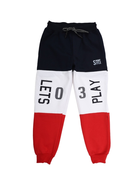 

V-Mart Boys Navy Blue & White Colourblocked Spun Fleece Joggers