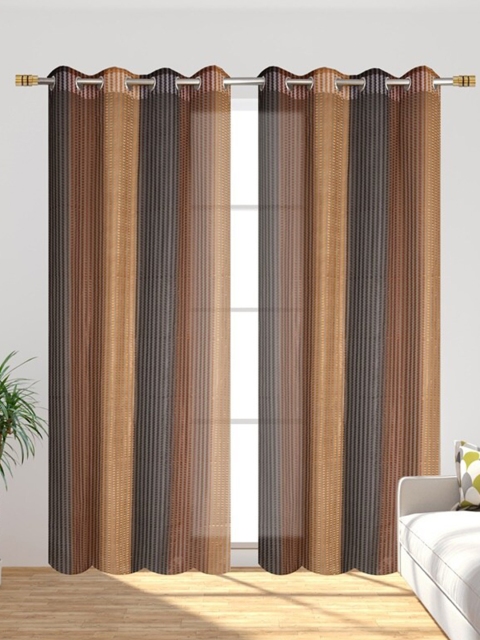 

Molly & Michel Brown & Black Set of 2 Sheer Door Curtain