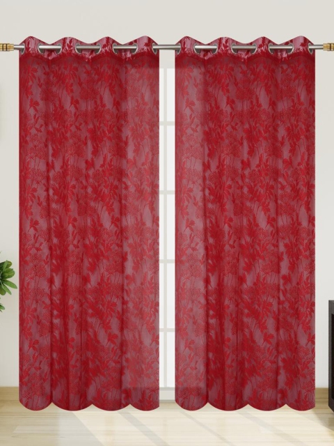 

Molly & Michel Red Set of 2 Sheer Door Curtain