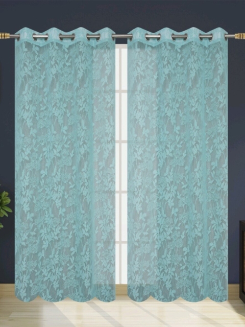 

Molly & Michel Blue Floral Sheer Door Curtain