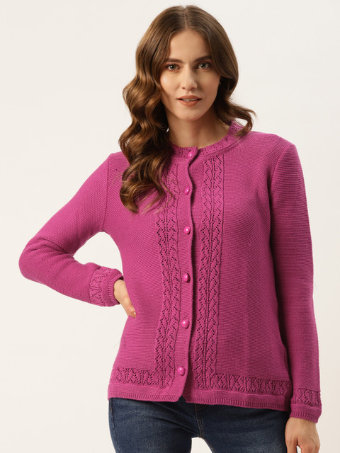 

American Eye Women Purple Open Knit Cardigan