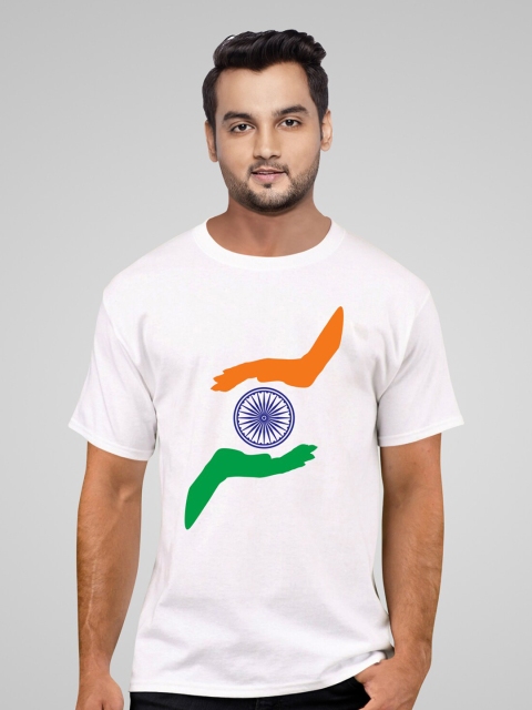 

Pootlu Men White Typography Printed Applique T-shirt