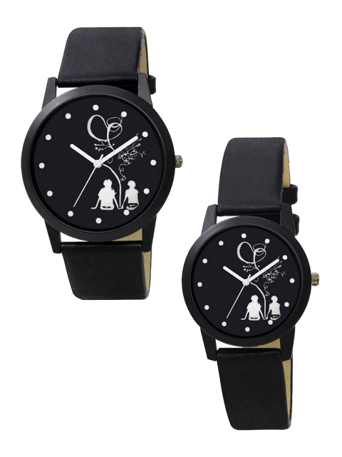 

FERRIZZO Unisex Red Embellished Dial & Black Straps Analogue Watch OM-46-16