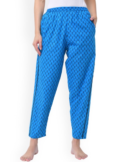 

Shararat Women Blue Printed Cotton Lounge Pants