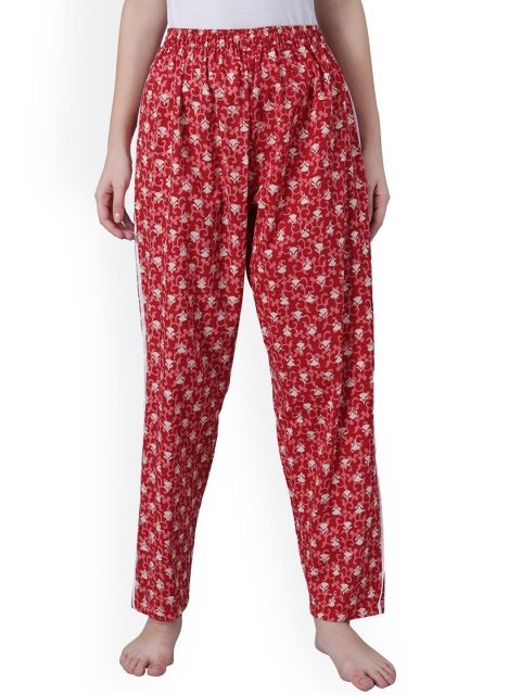 

Shararat Women Red Ethnic Motifs Printed Cotton Lounge Pants