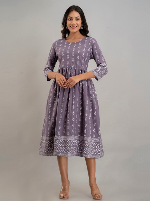 

Sutidora Purple Ethnic Motifs Ethnic Midi Dress