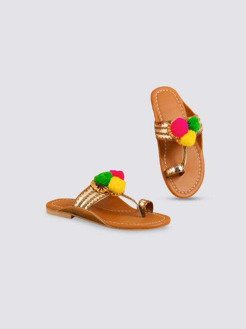 

Hopscotch Girls Brown Textured Leather Ethnic Flats