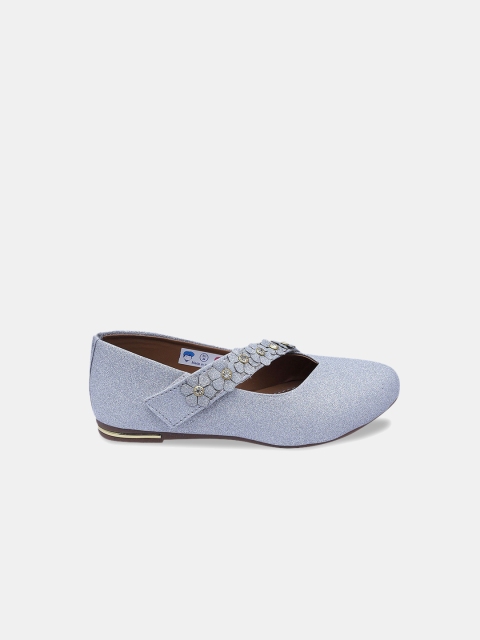 

Hopscotch Girls Silver-Toned Embellished Leather Party Ballerinas Flats