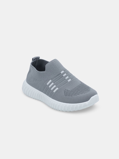 

Hopscotch Kids Grey Woven Design PU Slip-On Sneakers