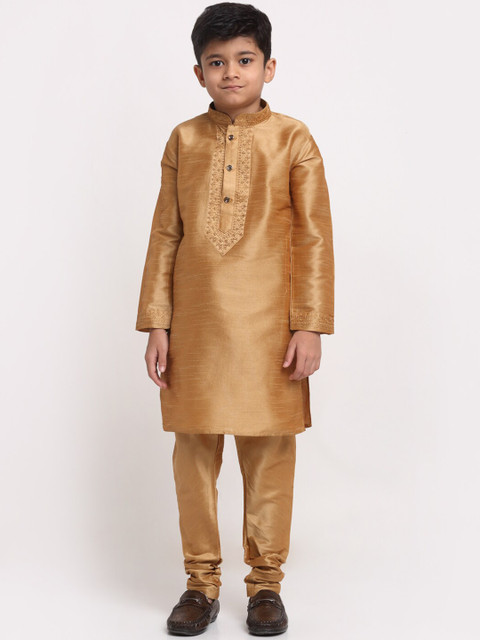 

Benstoke Boys Copper-Toned Thread Work Kurta With Churidar