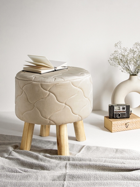 

Clasiko Beige Solid Wood Ottomans