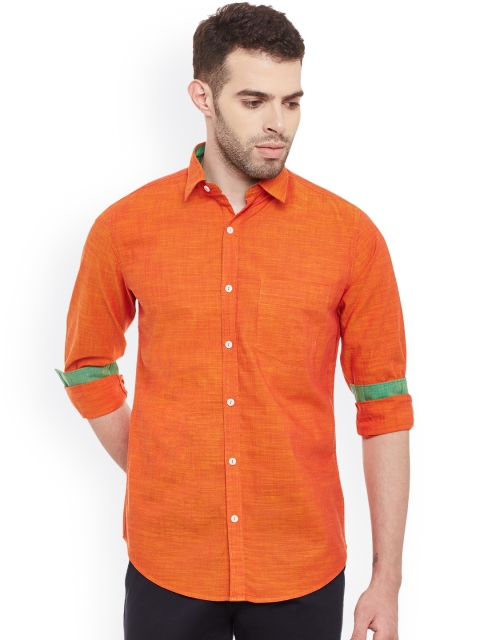 

Rodamo Men Orange Slim Fit Solid Casual Shirt