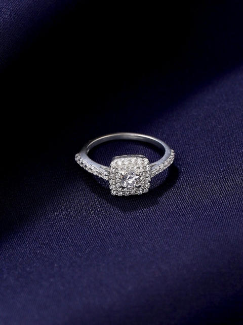

Hiara Jewels Women Sterling Silver Cubic Zirconia Studded Ring in 925 Silver