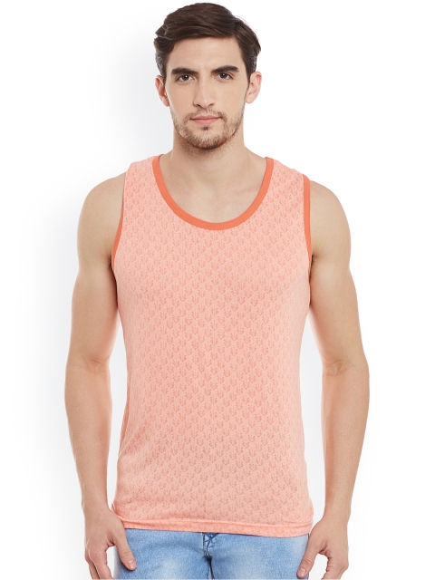 

Rodamo Men Orange Printed Round Neck Slim Fit T-shirt